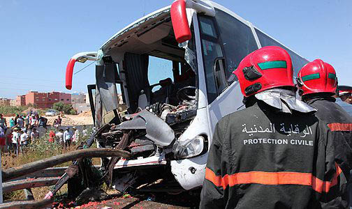 إصابة 35 شخصا في حادث انقلاب حافلة لنقل المسافرين نواحي سطات